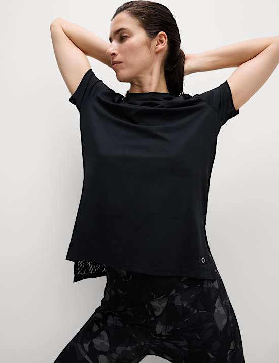 Scoop Neck Mesh Back T-Shirt