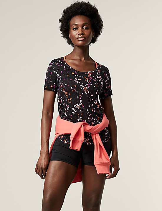 Printed Scoop Neck 2-in-1 T-Shirt