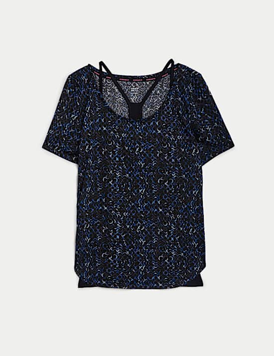 Printed Scoop Neck 2-in-1 T-Shirt