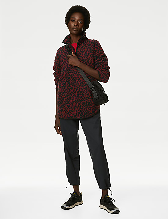 Half Zip Animal Print Fleece Jacket