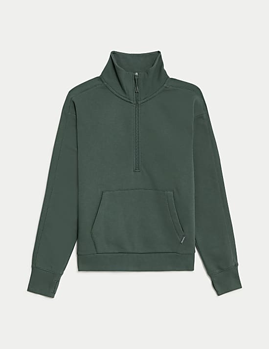 Cotton Rich Funnel Neck Half Zip Sweatshirt