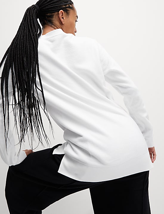 Cotton Rich Brushed Longline Sweatshirt
