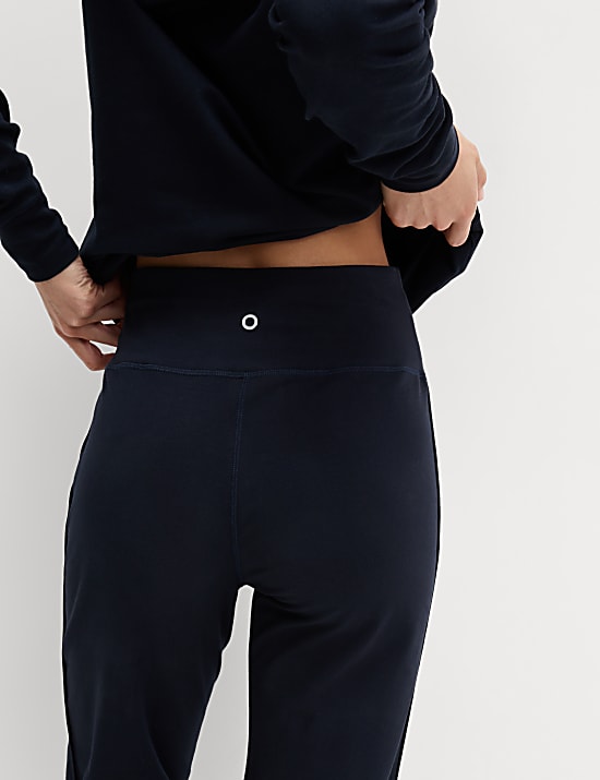 Jogging coupe droite en coton à bande latérale