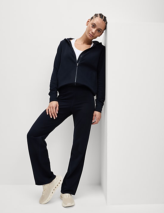 Jogging coupe droite en coton à bande latérale