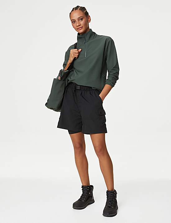 Layered High Waisted Walking Cargo Shorts