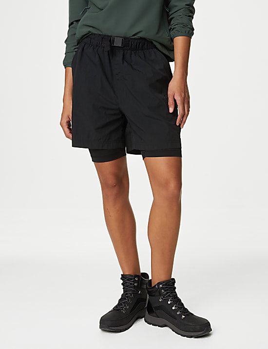 Layered High Waisted Walking Cargo Shorts