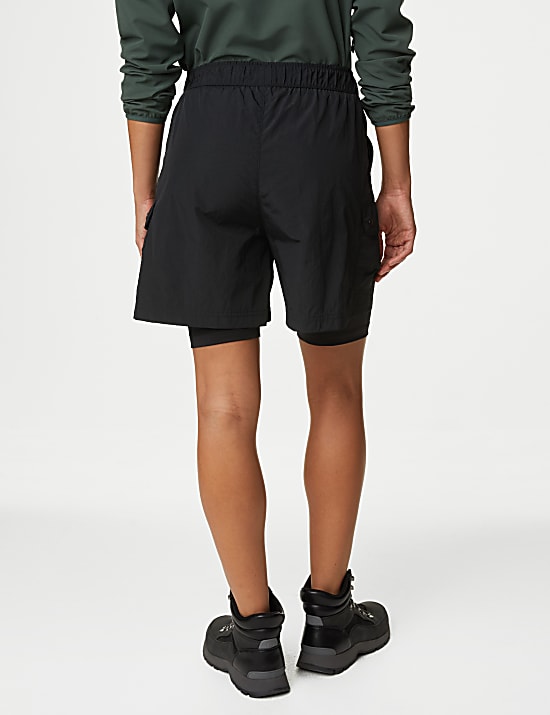 Layered High Waisted Walking Cargo Shorts