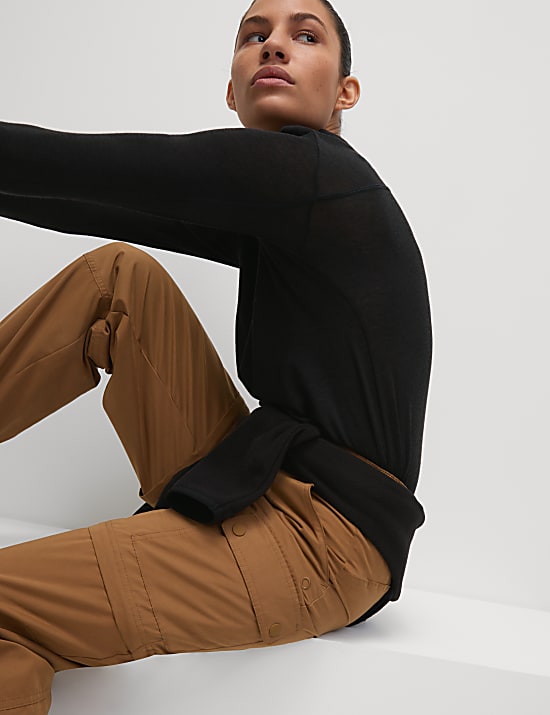 Wandeltop met ronde hals en merinowol