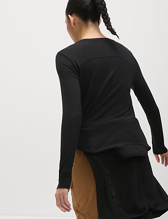 Wandeltop met ronde hals en merinowol