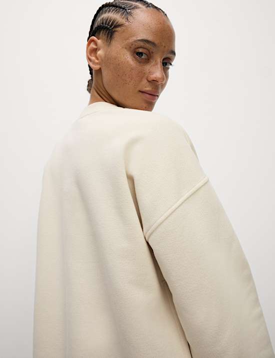 Cotton Rich Mesh Panel Relaxed Sweat-shirt