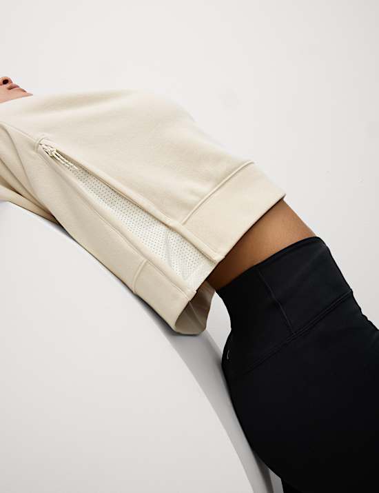 Cotton Rich Mesh Panel Relaxed Sweat-shirt