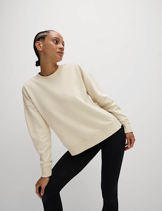 Cotton Rich Mesh Panel Relaxed Sweat-shirt