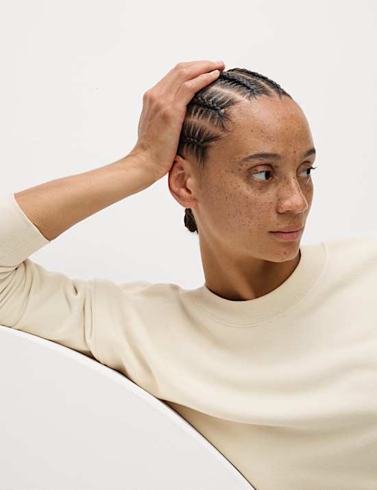 Cotton Rich Mesh Panel Relaxed Sweat-shirt