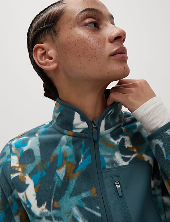 Thermal Printed Zip Up Funnel Neck Fleece