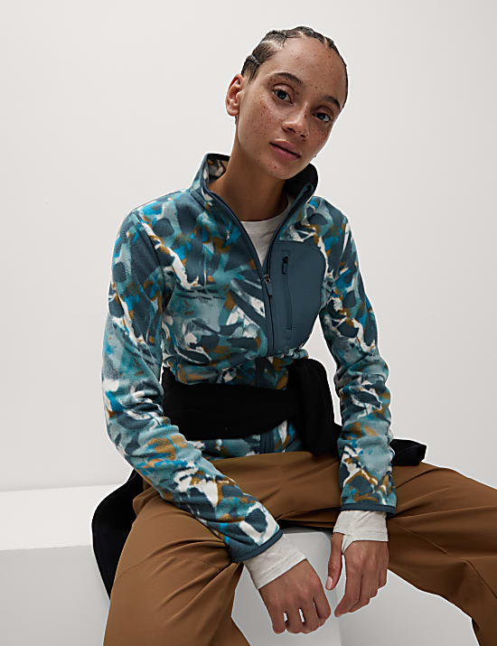 Thermal Printed Zip Up Funnel Neck Fleece