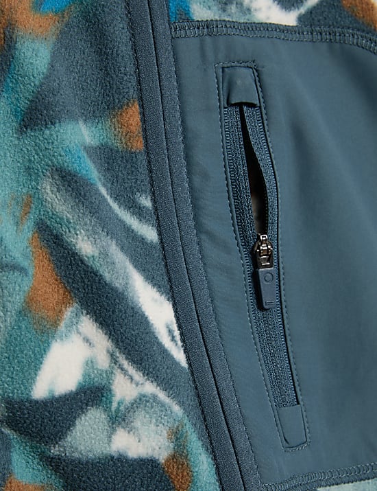 Thermal Printed Zip Up Funnel Neck Fleece