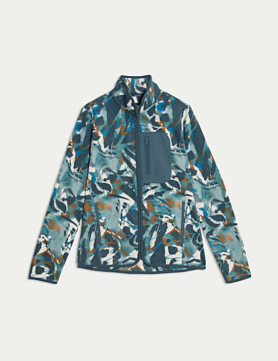 Thermal Printed Zip Up Funnel Neck Fleece