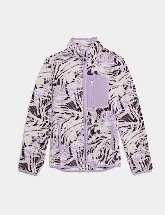 Veste thermique en polaire &agrave; col chemin&eacute;e, fermeture &agrave; glissi&egrave;re et imprim&eacute;