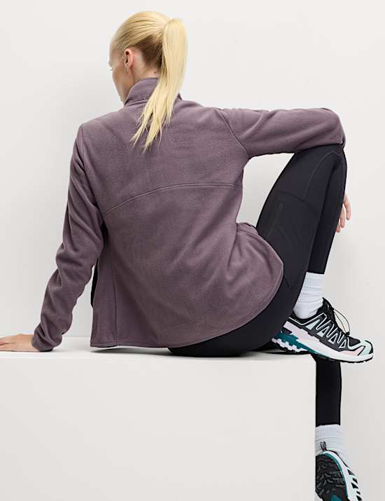 Thermisch fleece jack met opstaande kraag en rits