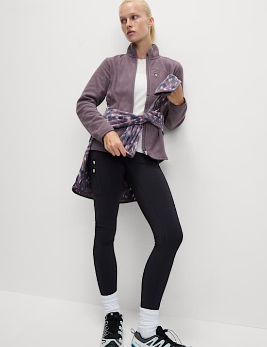 Thermisch fleece jack met opstaande kraag en rits