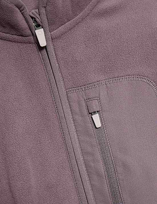 Thermisch fleece jack met opstaande kraag en rits