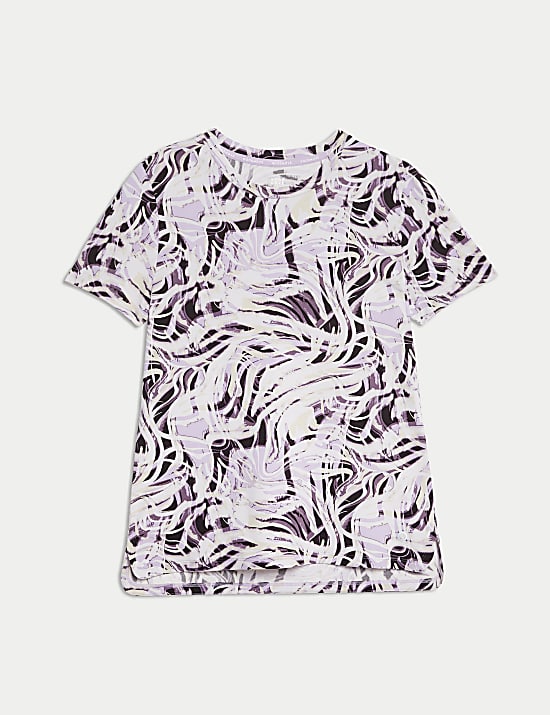 Printed Scoop Neck Fitted T-Shirt