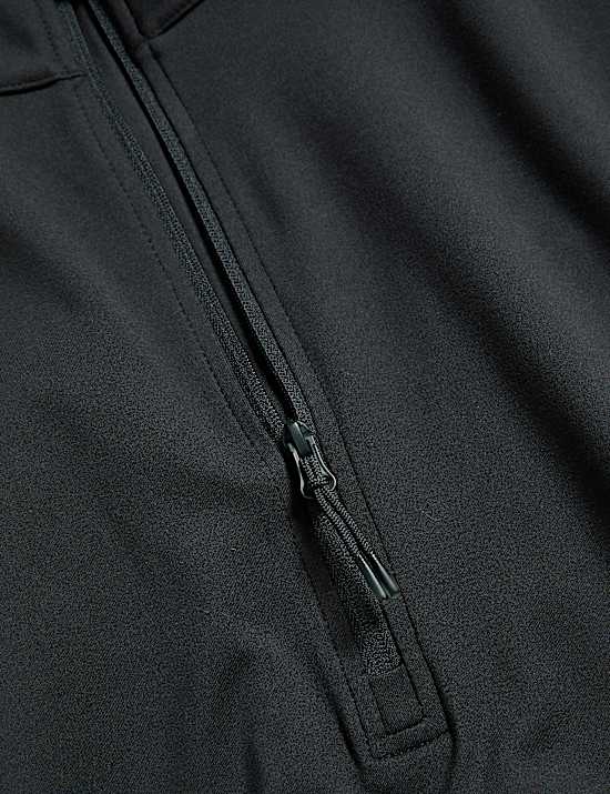 חולצת יוגה עם רוכסן חלקי וצווארון נשפך