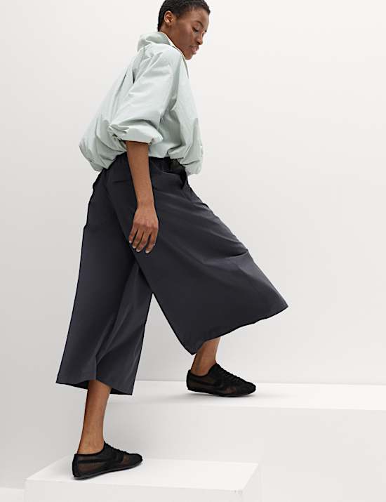 Woven Lightweight High Waisted Wide Leg Culottes
