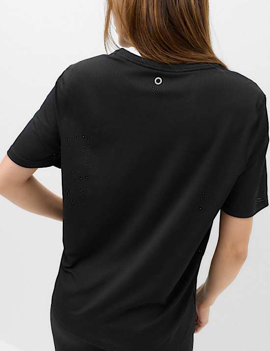Ontspannen T-shirt met ronde hals en mesh