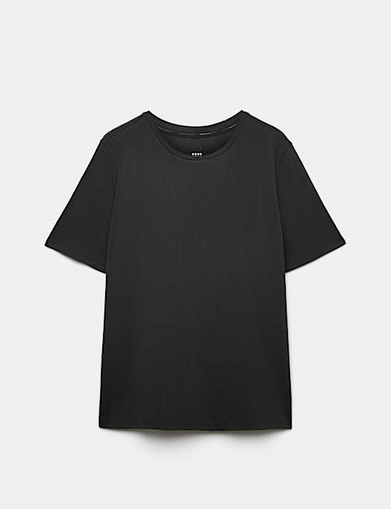 Ontspannen T-shirt met ronde hals en mesh