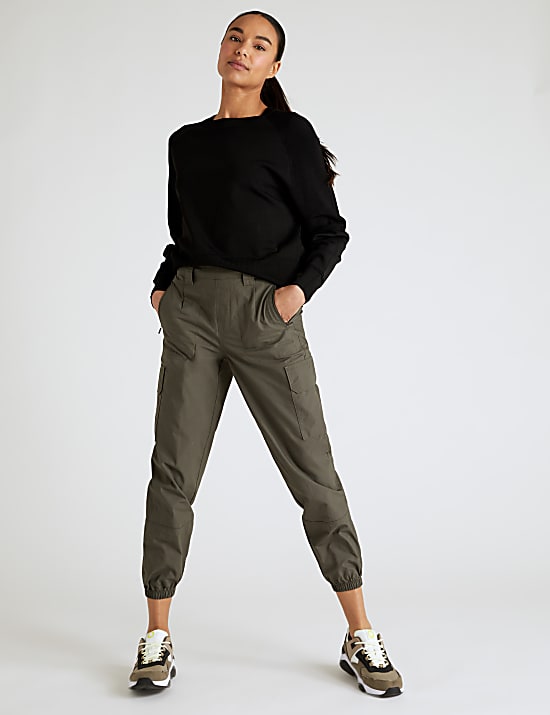 Pure Cotton Utility Cuffed Walking Trousers