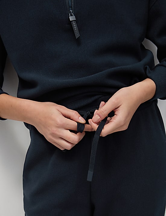 Rib High Waisted Tapered Joggers