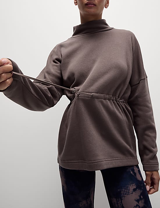 Cotton Rich Brushed Funnel Neck Sweatshirt