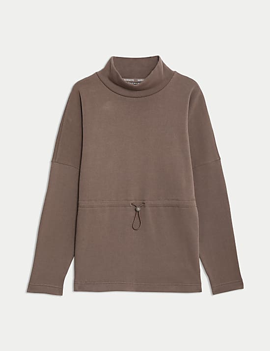 Cotton Rich Brushed Funnel Neck Sweatshirt