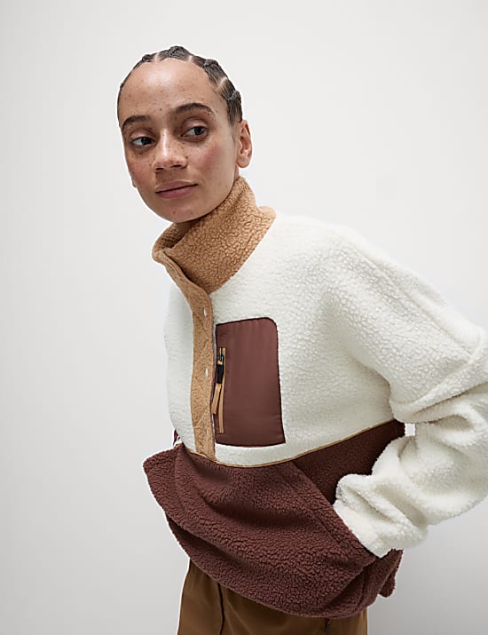 Borg Half Zip Funnel Neck Fleece Jacket
