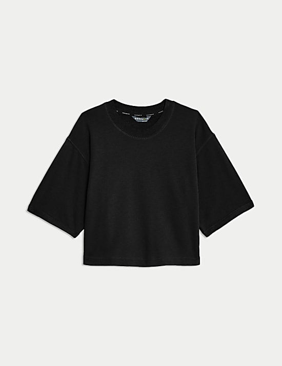 Camiseta corta cuadrada de escote abierto con algod&oacute;n