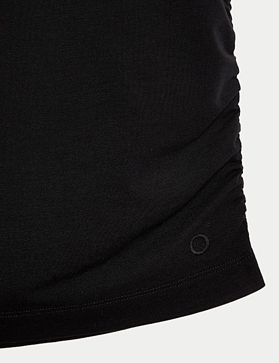 Lightweight Scoop Neck Ruched Yoga T-Shirt