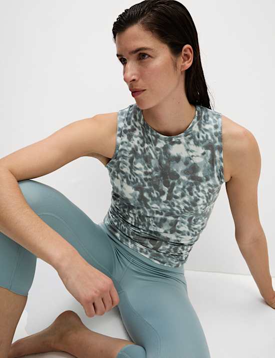 Modal Blend Printed Tie Back Relaxed Vest Top