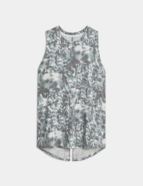 Modal Blend Printed Tie Back Relaxed Vest Top