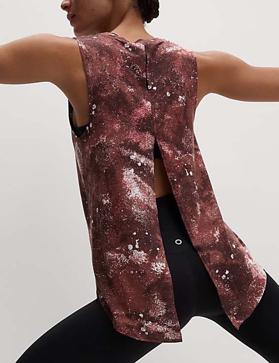 Modal Blend Printed Tie Back Relaxed Vest Top