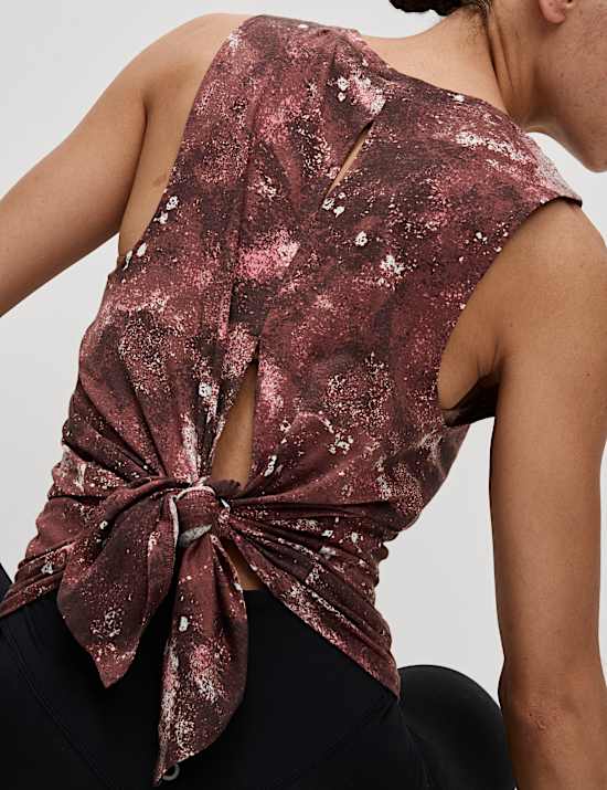 Modal Blend Printed Tie Back Relaxed Vest Top