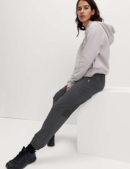 Woven Mesh Panel Lightweight Cuffed Joggers