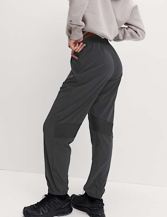 Woven Mesh Panel Lightweight Cuffed Joggers