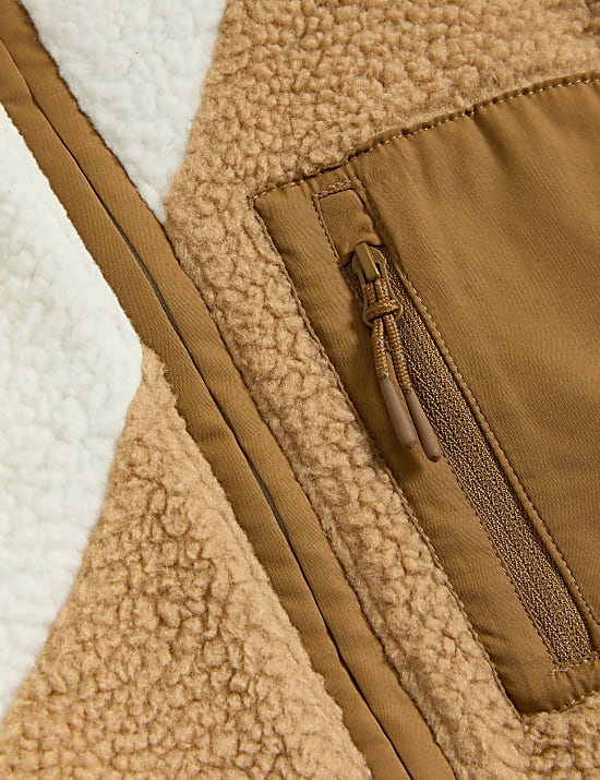 Fleece met opstaande kraag en rits van borgstof