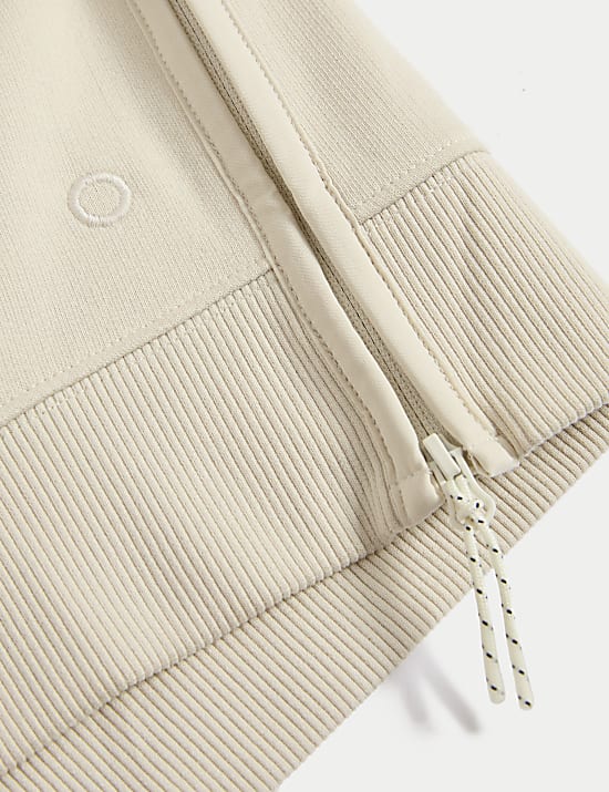 Cotton Rich Mesh Panel Relaxed Hoodie