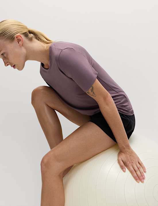 חולצת טי יוגה ™Go Balance Flexifit‎ עם צווארון עגול