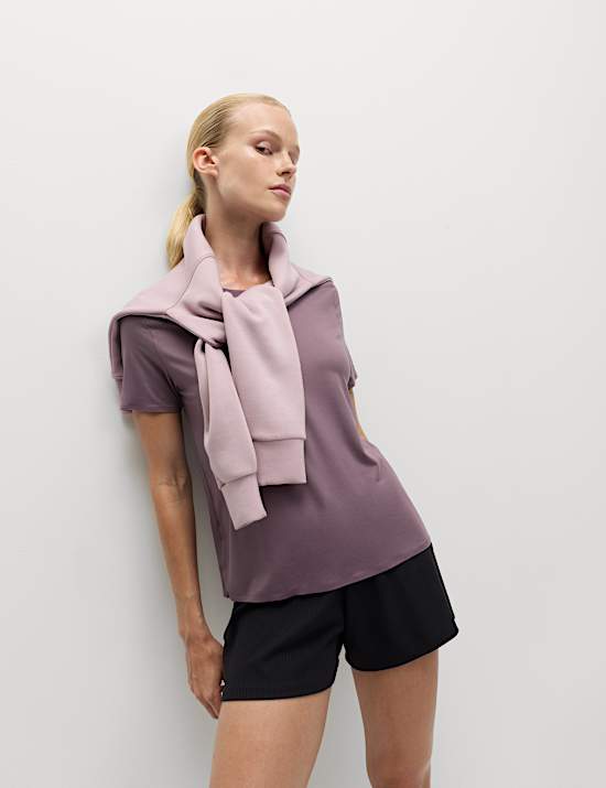 חולצת טי יוגה ™Go Balance Flexifit‎ עם צווארון עגול