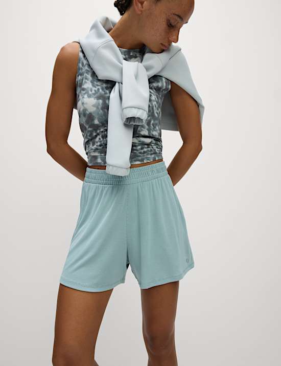 Modal Rich Ribbed Relaxed High Waisted Yoga Shorts