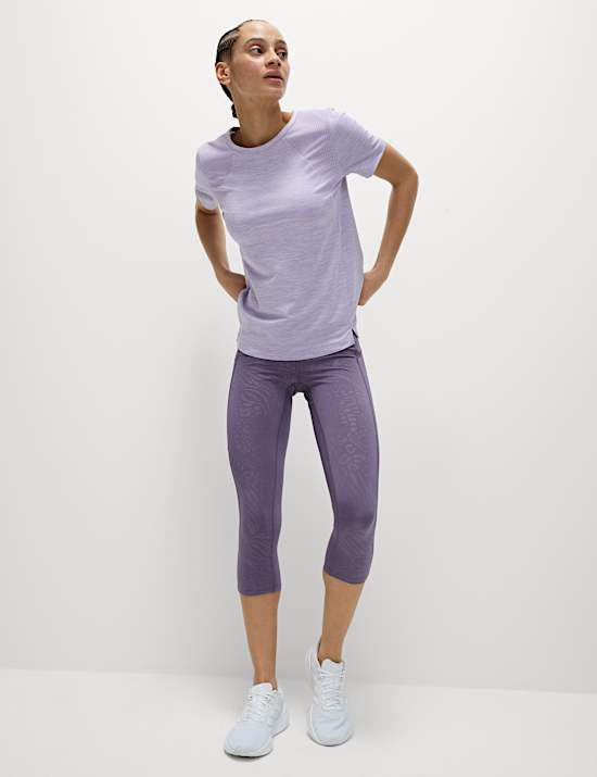 Round Neck Mesh Panel Relaxed T-Shirt