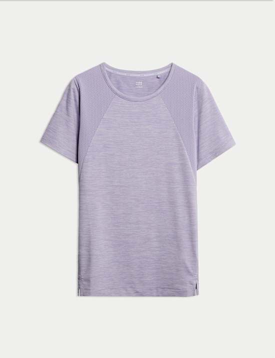 Round Neck Mesh Panel Relaxed T-Shirt
